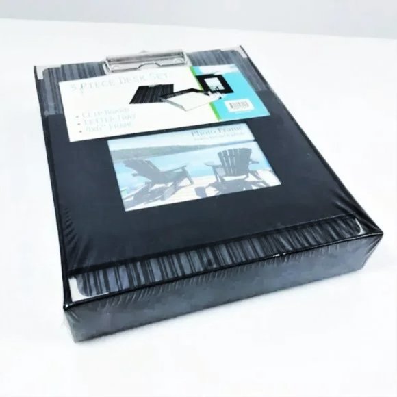 NEW 3 Piece Desk Set Clip Board, Letter Tray Picture Frame - Picture 3 of 4